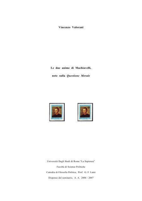 Le due anime di Machiavelli. Note sulla Questione ... - PoliticaMente