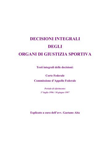 Stagione Sportiva 1996 - Diritto Calcistico