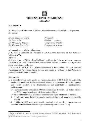 TRIBUNALE PER I MINORENNI MILANO - TribunaleMinoriMilano.it