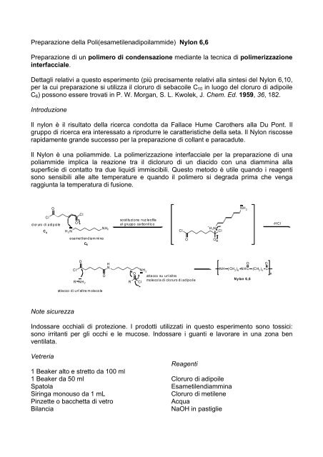 Preparazione del Nylon6,6 - Lauree Scientifiche