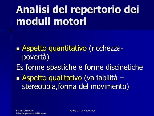 Valutazione del disturbo motorio della Paralisi Cerebrale Infantile