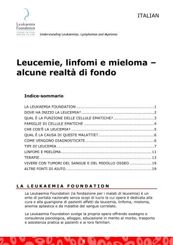 Leucemie, linfomi e mieloma - Leukaemia Foundation