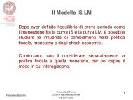 Il Modello Modello IS-LM - Facoltà di Lettere e Filosofia