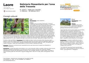 Notiziario fitosanitario per l'area della Trexenta - Sardegna Agricoltura