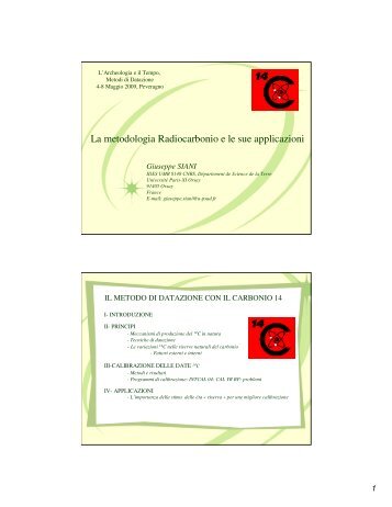 La metodologia Radiocarbonio e le sue applicazioni - INRiM