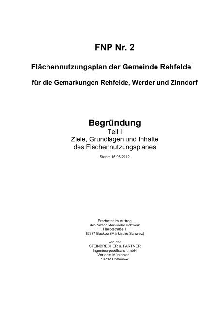 FNP Nr. 2 Flächennutzungsplan der Gemeinde Rehfelde für die