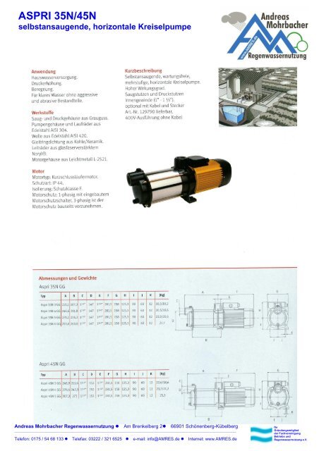 ASPRI 35N/45N selbstansaugende, horizontale Kreiselpumpe