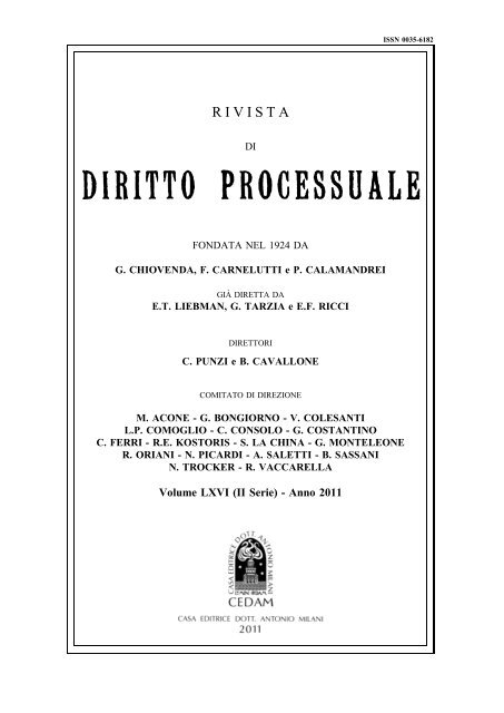 RIVISTA DI DIRITTO PROCESSUALE - Shop