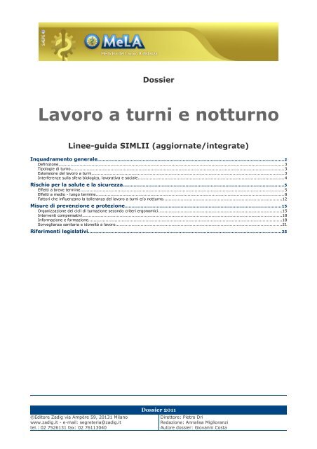 Lavoro a turni e notturno - saepe