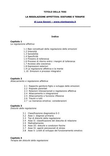 TITOLO DELLA TESI LA REGOLAZIONE AFFETTIVA ... - Nienteansia.it