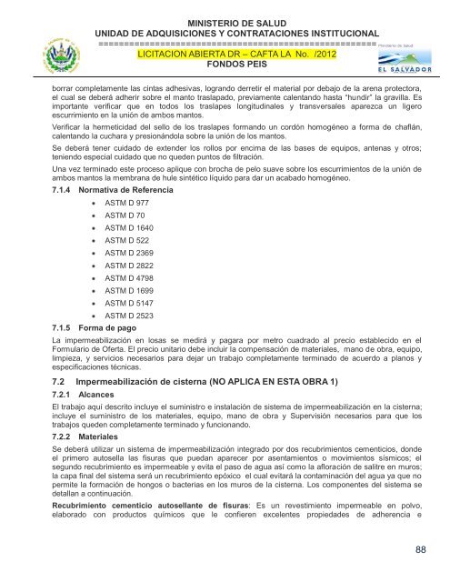 especificaciones tecnicas de licitación publica - Ministerio de Salud