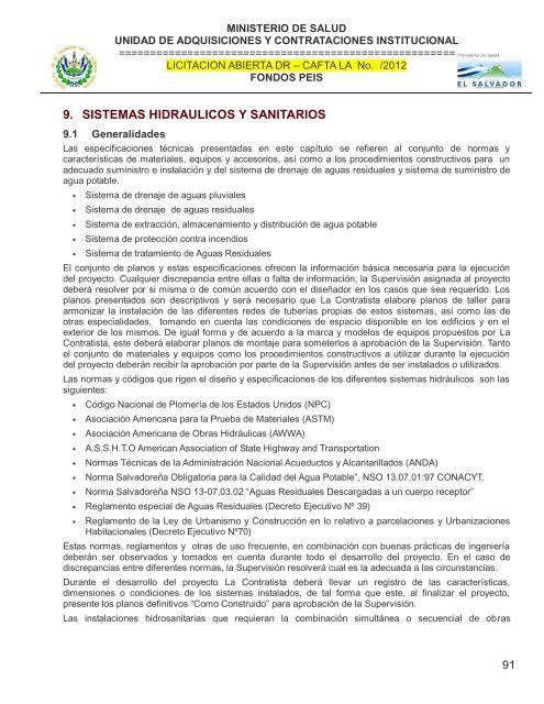 especificaciones tecnicas de licitación publica - Ministerio de Salud