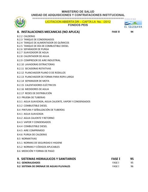 especificaciones tecnicas de licitación publica - Ministerio de Salud