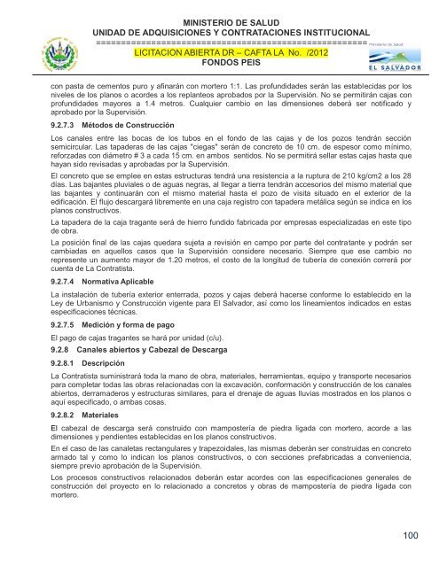 especificaciones tecnicas de licitación publica - Ministerio de Salud