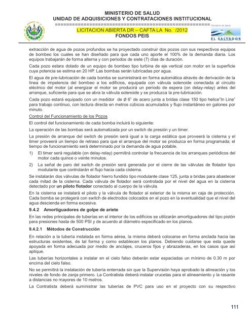 especificaciones tecnicas de licitación publica - Ministerio de Salud