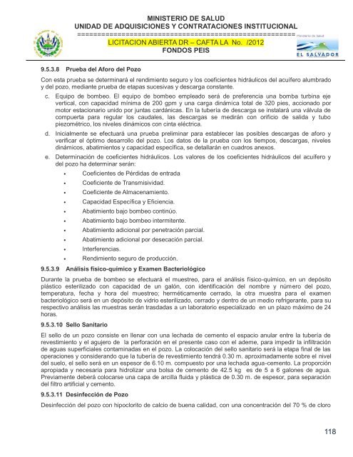 especificaciones tecnicas de licitación publica - Ministerio de Salud