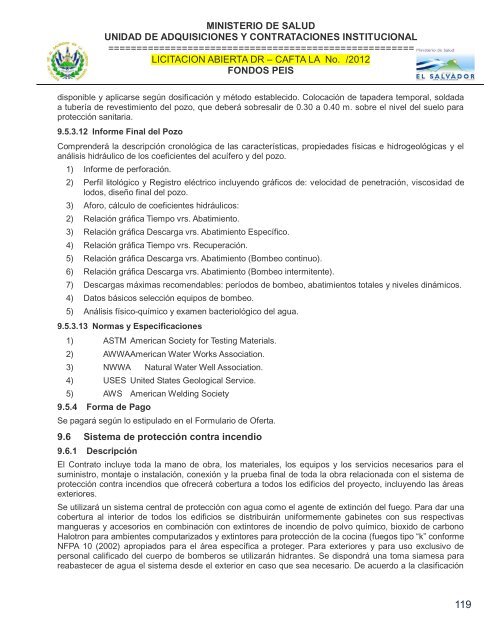 especificaciones tecnicas de licitación publica - Ministerio de Salud