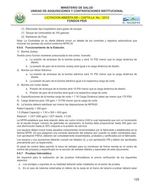 especificaciones tecnicas de licitación publica - Ministerio de Salud