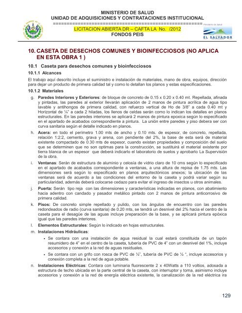 especificaciones tecnicas de licitación publica - Ministerio de Salud