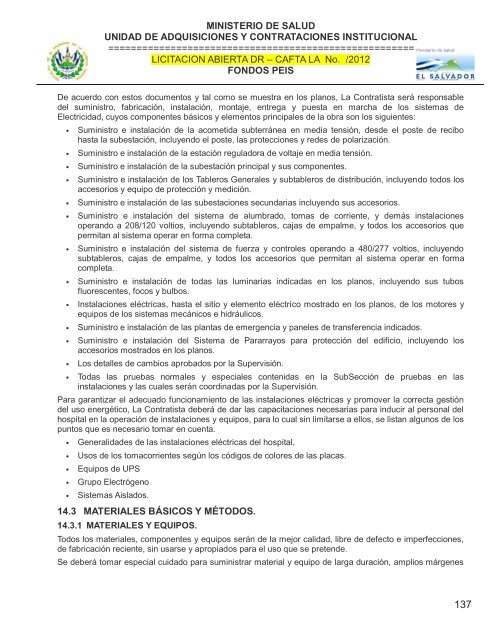 especificaciones tecnicas de licitación publica - Ministerio de Salud