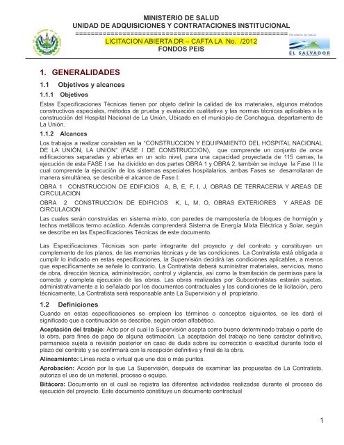 especificaciones tecnicas de licitación publica - Ministerio de Salud