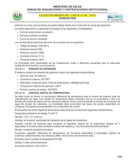 especificaciones tecnicas de licitación publica - Ministerio de Salud