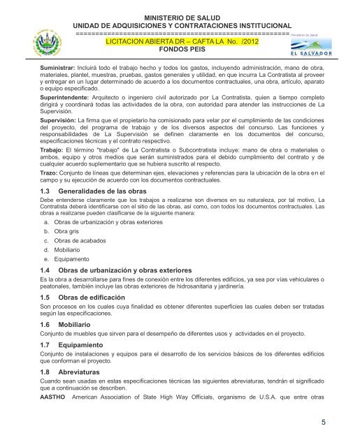 especificaciones tecnicas de licitación publica - Ministerio de Salud