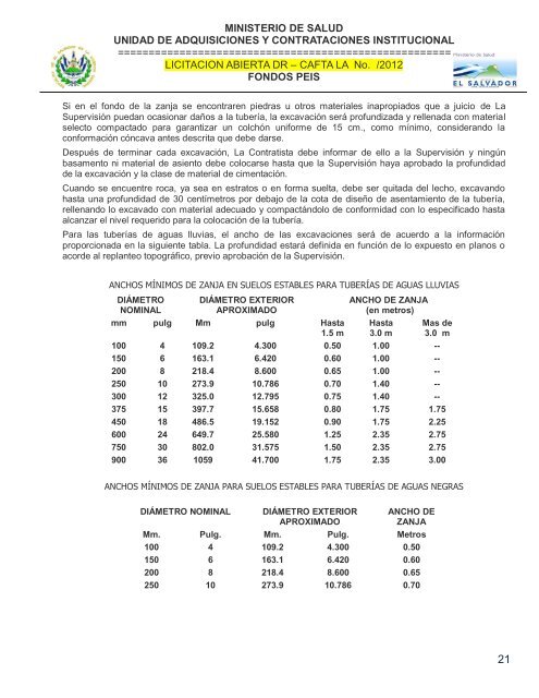 especificaciones tecnicas de licitación publica - Ministerio de Salud