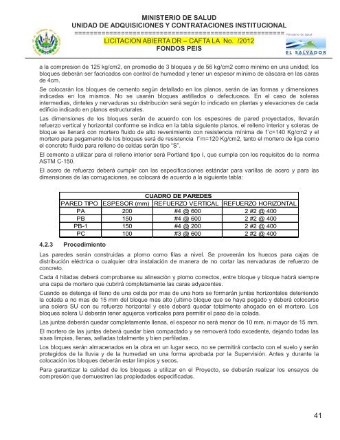 especificaciones tecnicas de licitación publica - Ministerio de Salud