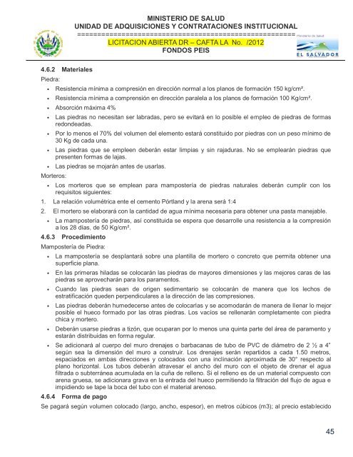 especificaciones tecnicas de licitación publica - Ministerio de Salud