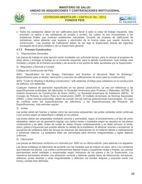 especificaciones tecnicas de licitación publica - Ministerio de Salud