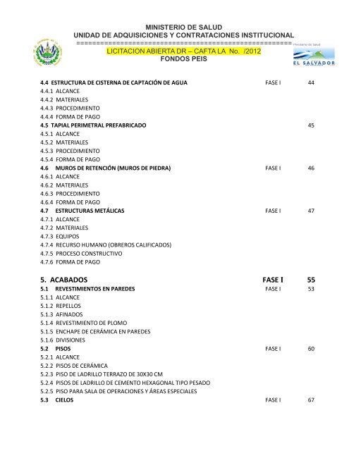 especificaciones tecnicas de licitación publica - Ministerio de Salud