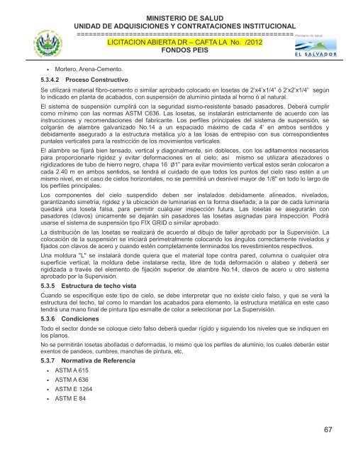 especificaciones tecnicas de licitación publica - Ministerio de Salud