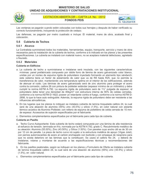 especificaciones tecnicas de licitación publica - Ministerio de Salud