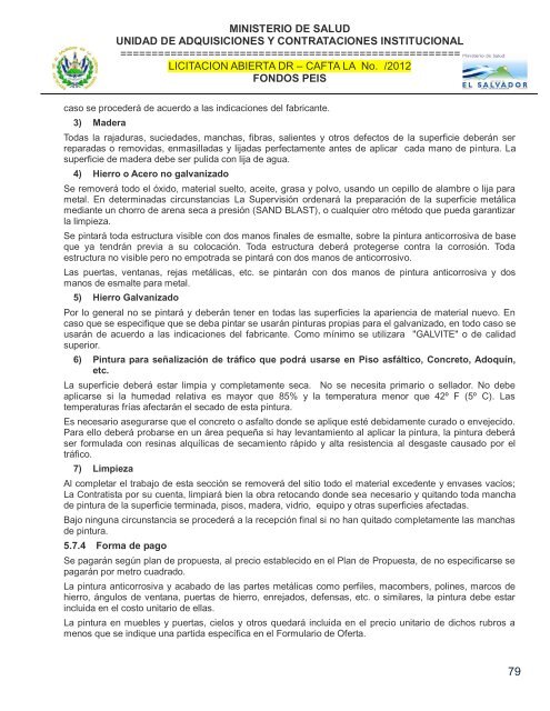 especificaciones tecnicas de licitación publica - Ministerio de Salud