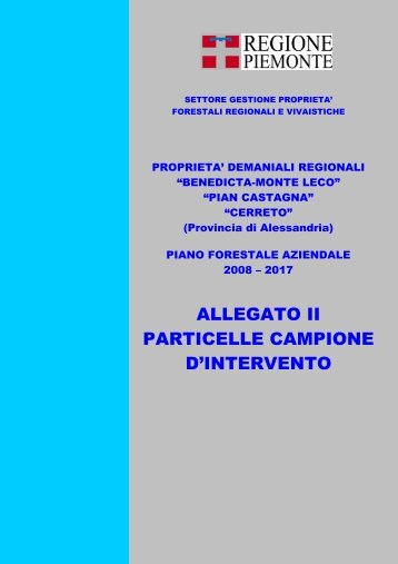 Particelle campione d'intervento - Regione Piemonte