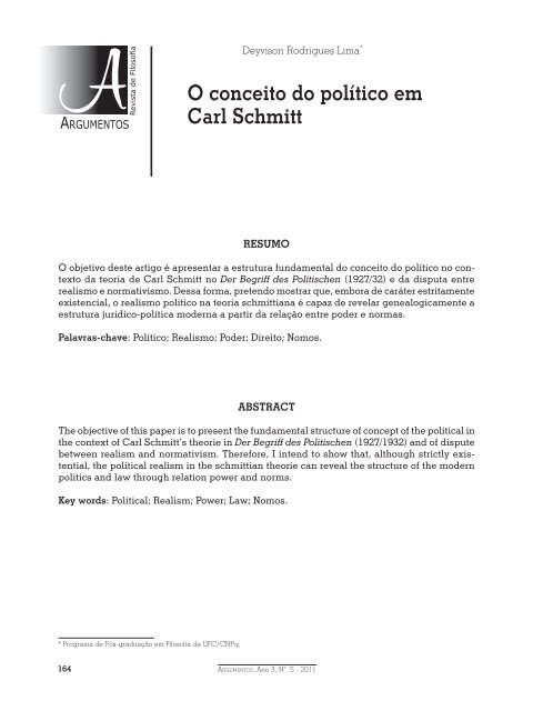 O conceito do político em Carl Schmitt - Curso de Filosofia - UFC