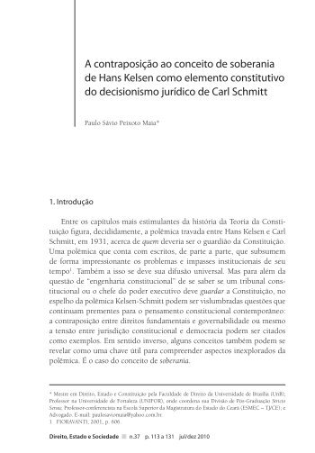 A contraposição ao conceito de soberania de Hans Kelsen como ...