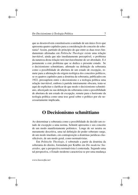 DO DECISIONISMO À TEOLOGIA POLÍTICA - LusoSofia