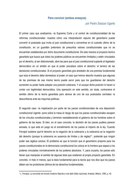 Para concluir (ambos ensayos) por Pedro Salazar Ugarte
