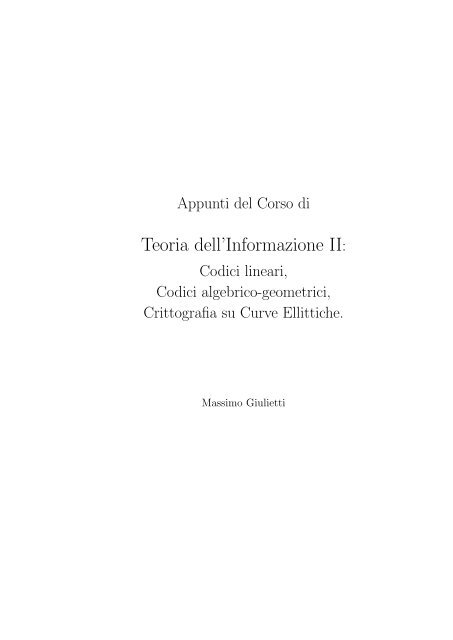 Dispense - Dipartimento di Matematica e Informatica