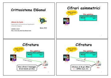 Crittosistema di ElGamal - Dipartimento di Informatica ed Applicazioni