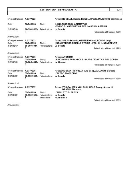 Bollettino Anno 1999 (aprile-dicembre) - Direzione Generale per i ...