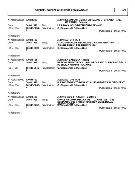 Bollettino Anno 1999 (aprile-dicembre) - Direzione Generale per i ...