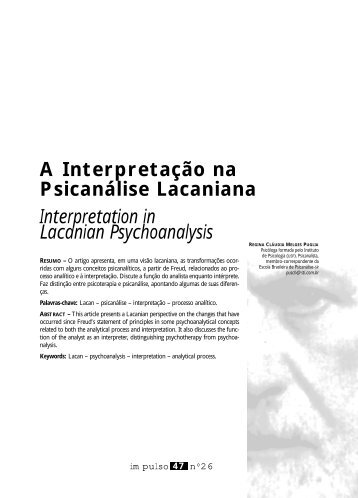 A Interpretação na Psicanálise Lacaniana Interpretation in ... - Unimep