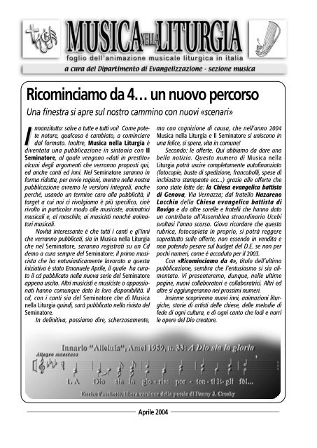 Musica nella Liturgia dicembre 2004 - Unione Cristiana Evangelica ...