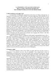 1 LA POSIZIONE ATTUALE (NON UFFICIALE) DELLA CURIA ...