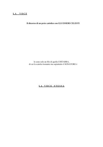 LAVOCE Il discorso di un prete cattolico con GLI ESSERI ... - Hang