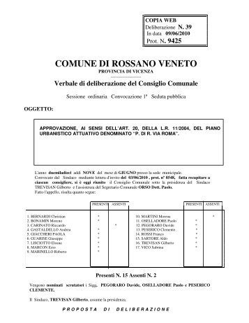 Verbale di deliberazione del Consiglio Comunale - Comune di ...