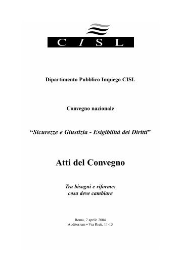 Atti del Convegno - Cisl